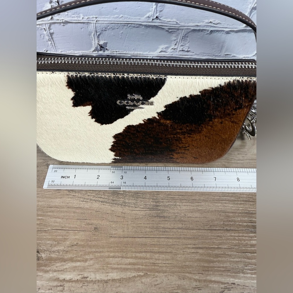 Coach Nolita 19 Cow Print NWT Silver with a free unbranded chain extender silver - Picture 11 of 14